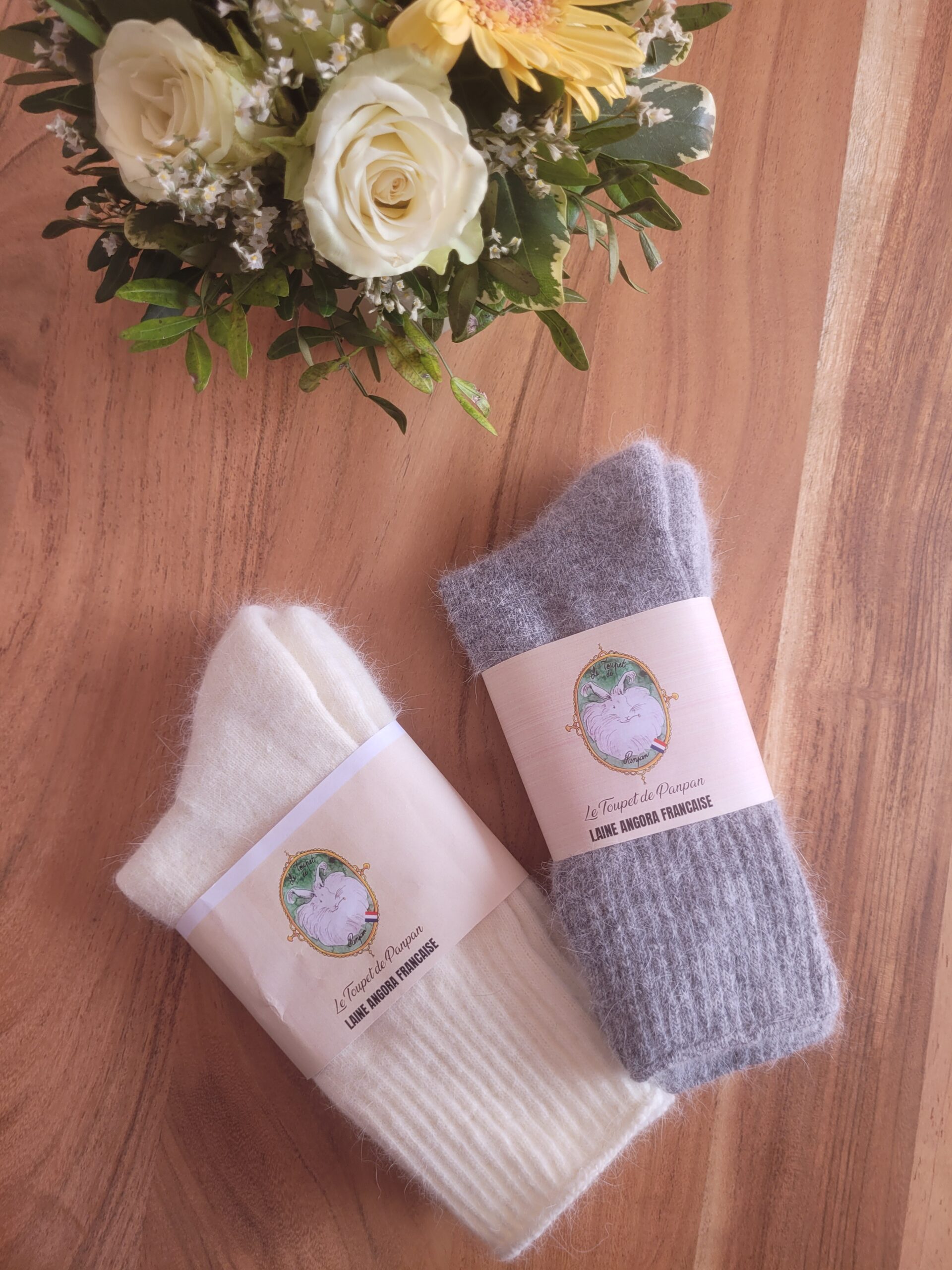 Chaussettes Angora-Mérinos Ecrus