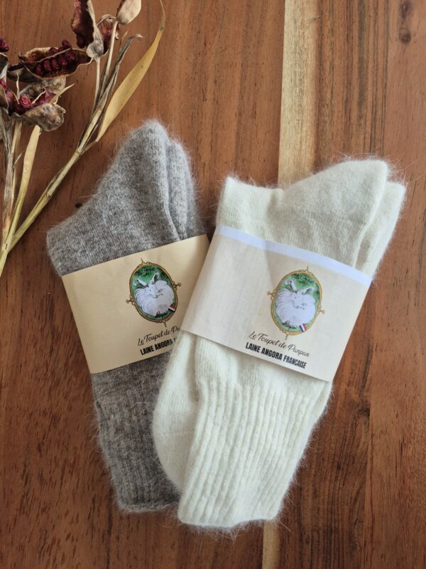 Chaussettes Angora-Mérinos Marron-Givrées