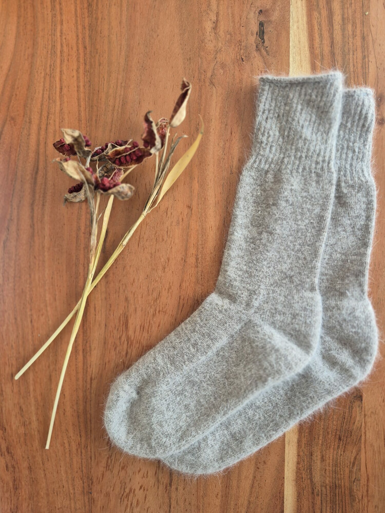 Chaussettes Angora-Mérinos Marron-Givrées – Image 4