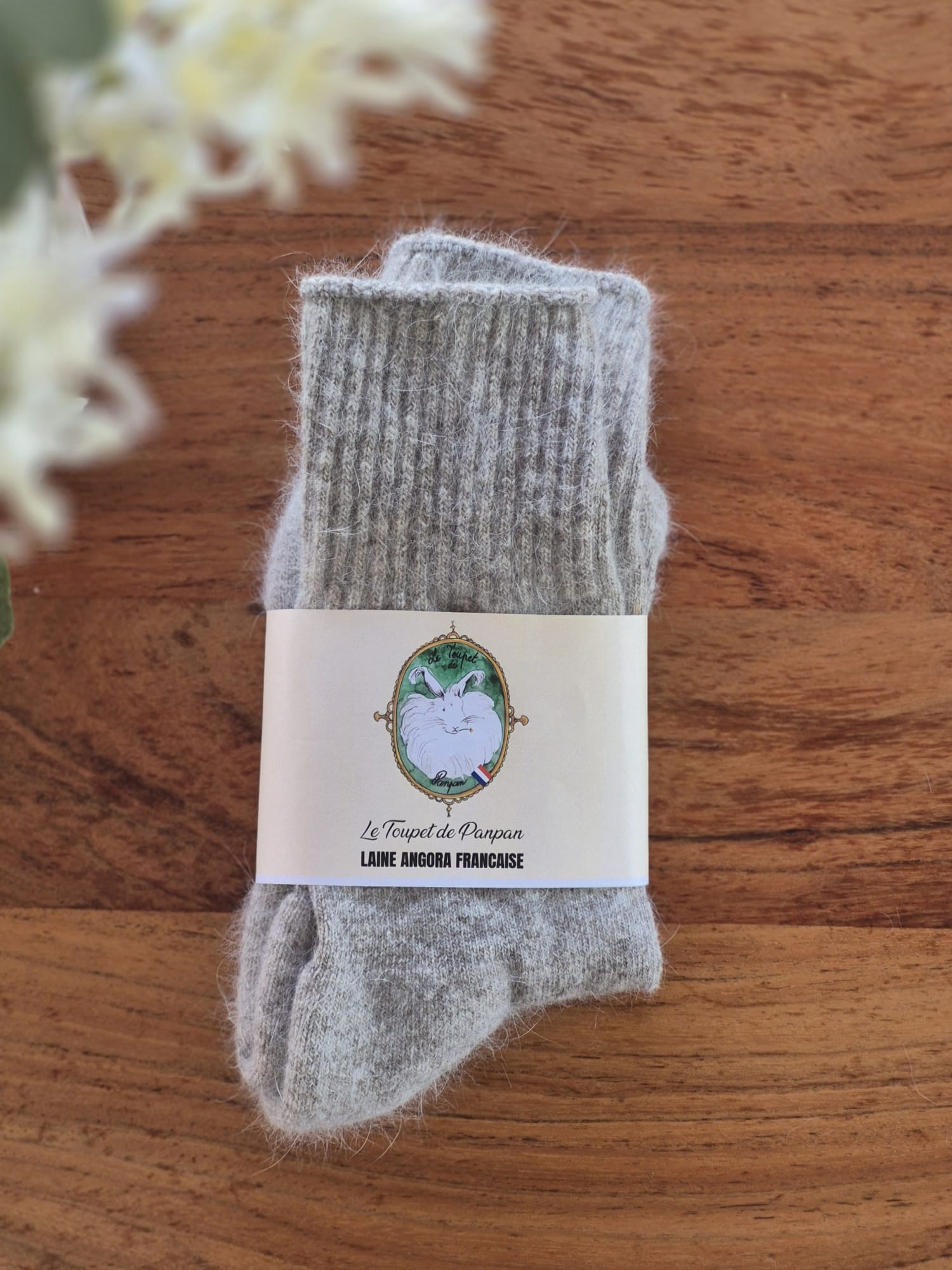 Chaussettes Angora-Mérinos Marron-Givrées